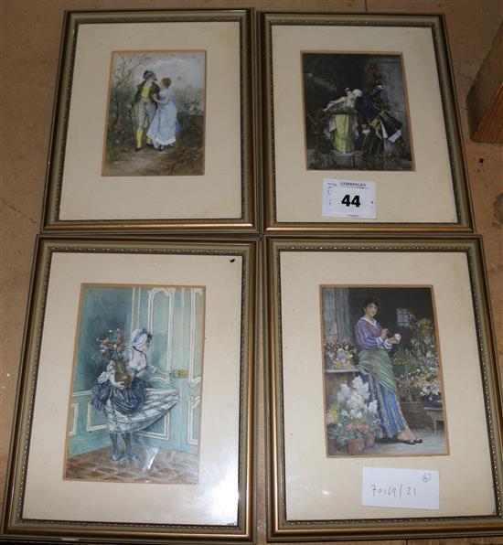 Kathleen Nethercoat, a set of four miniatures of elegant figures(-)